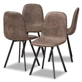 4 Baxton Studio Filicia Brown Fabric Upholstered Dining Chairs