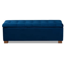 Baxton Studio Roanoke Navy Blue Velvet Upholstered Storage Ottoman Bench