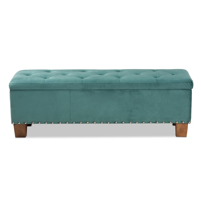 Baxton Studio Hannah Teal Blue Velvet Upholstered Storage Ottoman Bench BAX-BBT3136-TEALVLVTWL-OTTO