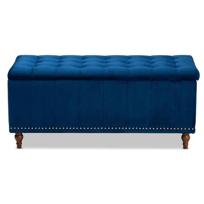 Baxton Studio Kaylee Navy Blue Velvet Upholstered Storage Ottoman Bench BAX-BBT3137-NVVLVTWL-OTTO