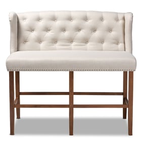 Baxton Studio Alira Beige Fabric Upholstered Button Tufted Bar Stool Bench