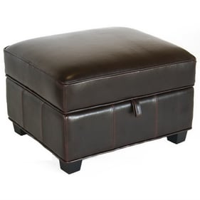 Baxton Studio Agustus Dark Brown Bicast Leather Storage Ottoman