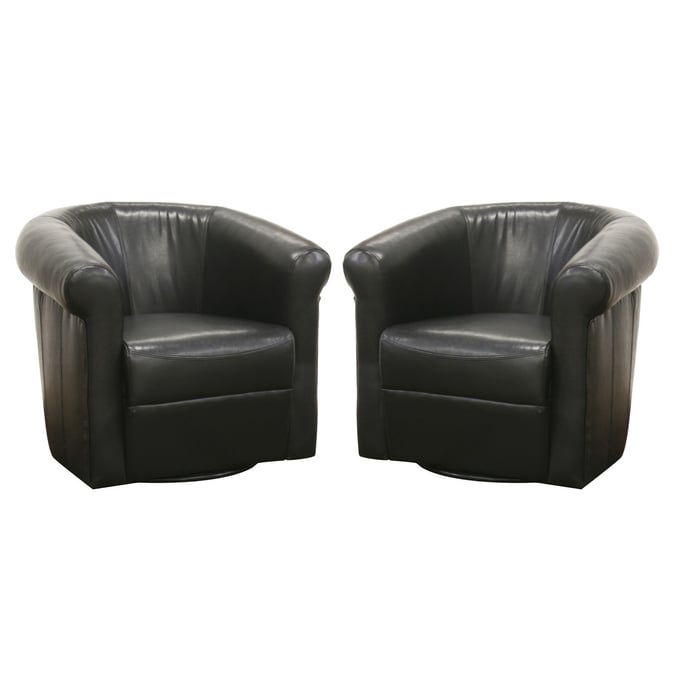 Baxton Studio Julian Black Faux Leather 360 Degree Swivel Club Chair BAX-A-282-BLACK