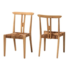 2 Baxton Studio Bali Pari Artha Natural Brown Dining Chairs