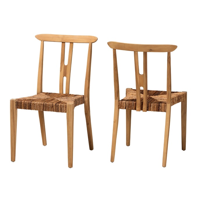 2 Baxton Studio Bali Pari Artha Natural Brown Dining Chairs BAX-ARTHA-TEAK-DC