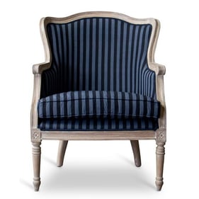 Baxton Studio Charlemagne Black Fabric Grey Striped Accent Chair