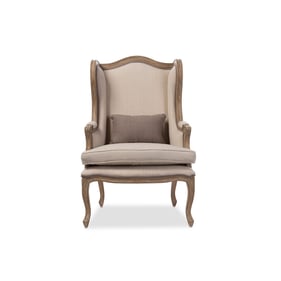 Baxton Studio Oreille Beige Fabric Upholstered Armchair