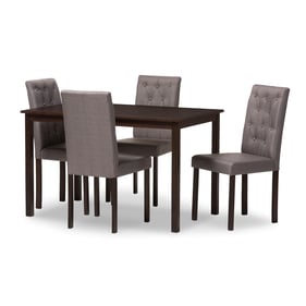 Baxton Studio Gardner Grey Fabric Dark Brown Wood 5pc Dining Set