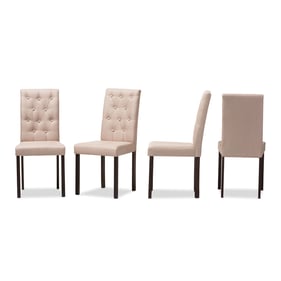 4 Baxton Studio Andrew Beige Fabric Upholstered Grid Tufting Dining Chairs