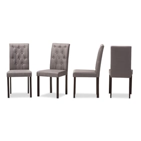 4 Baxton Studio Andrew Grey Fabric Upholstered Grid Tufting Dining Chairs