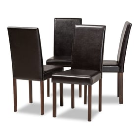 4 Baxton Studio Andrew Dark Brown Faux Leather Dining Chairs