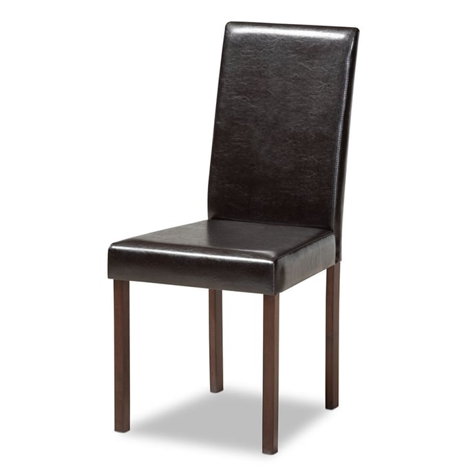 4 Baxton Studio Andrew Dark Brown Faux Leather Dining Chairs The