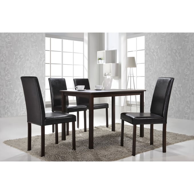 Baxton Studio Andrew Dark Brown 5pc Dining Set BAX-ANDREW-DINING-SET