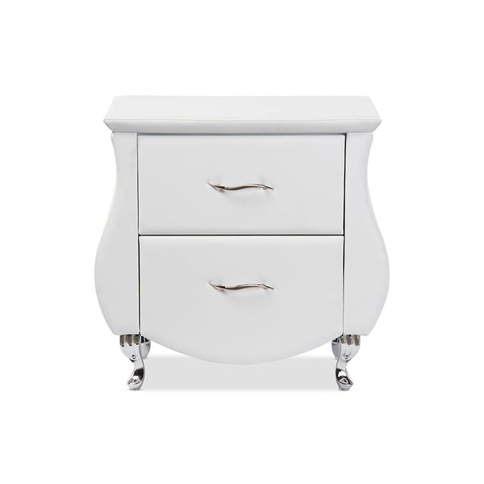 Baxton Studio Erin White Faux Leather Upholstered Night Stand