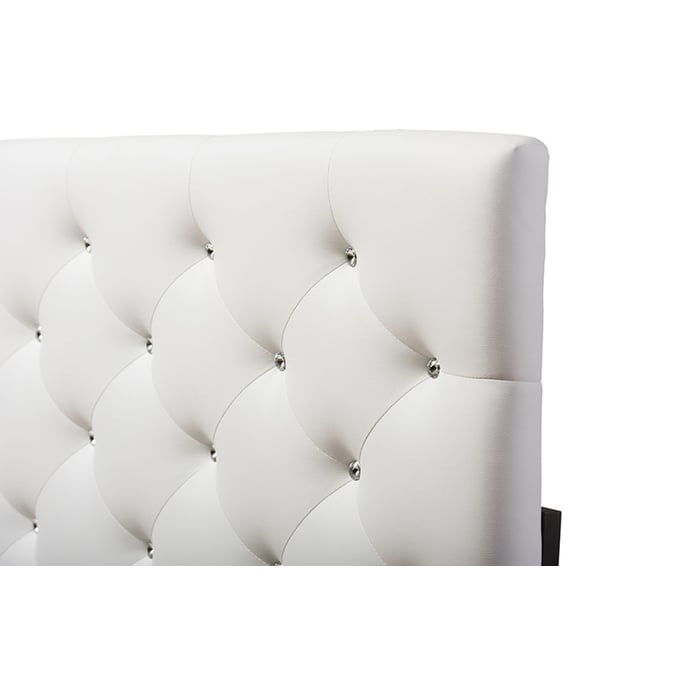 Baxton Studio Viviana White Faux Leather Upholstered Button Tufted