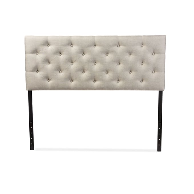 Baxton Studio Viviana Light Beige Fabric Upholstered Button Tufted Queen Headboard BAX-BBT6506-LBG-QHB