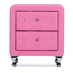 Baxton Studio Stella Pink Faux Leather Upholstered Night Stand