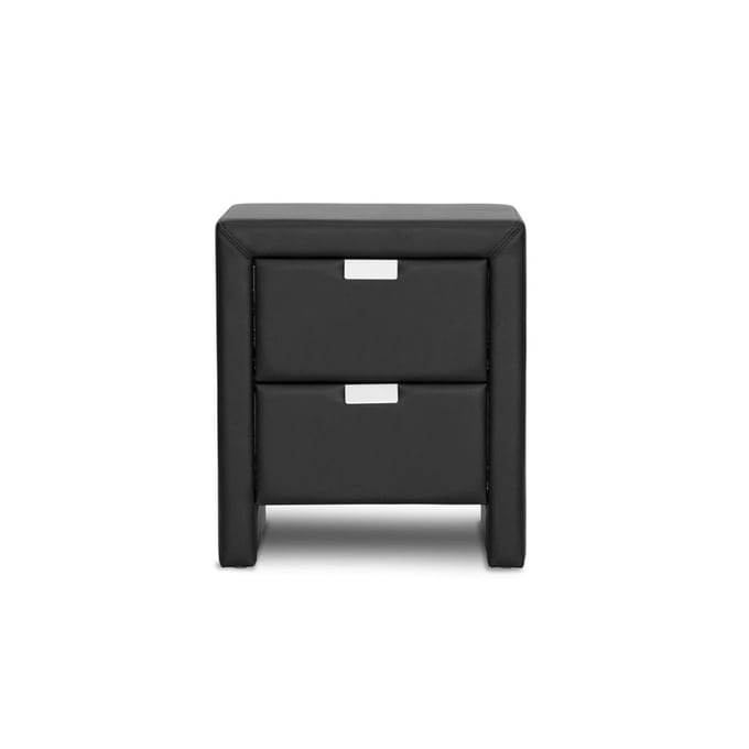 Baxton Studio Frey Black Upholstered 2 Drawers Night Stand BAX-BBT3089-BLACK-NS