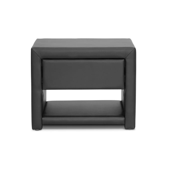 Baxton Studio Massey Black Faux Leather Upholstered Night Stand BAX-BBT3092-BLACK-NS