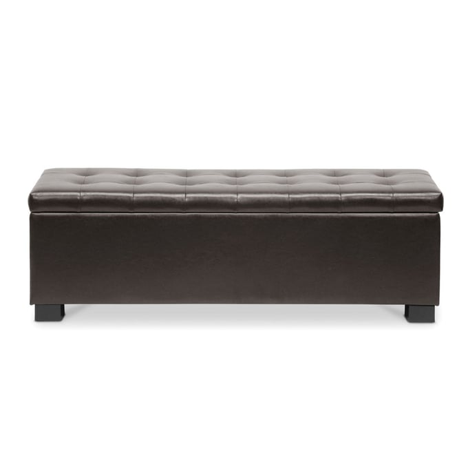 Baxton Studio Roanoke Dark Brown Bonded Leather Tufted Ottoman BAX-BBT3101-DARK-BROWN-OTTO