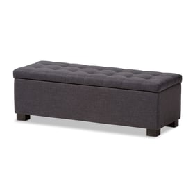 Baxton Studio Roanoke Dark Grey Fabric Upholstered Storage Ottoman Bench