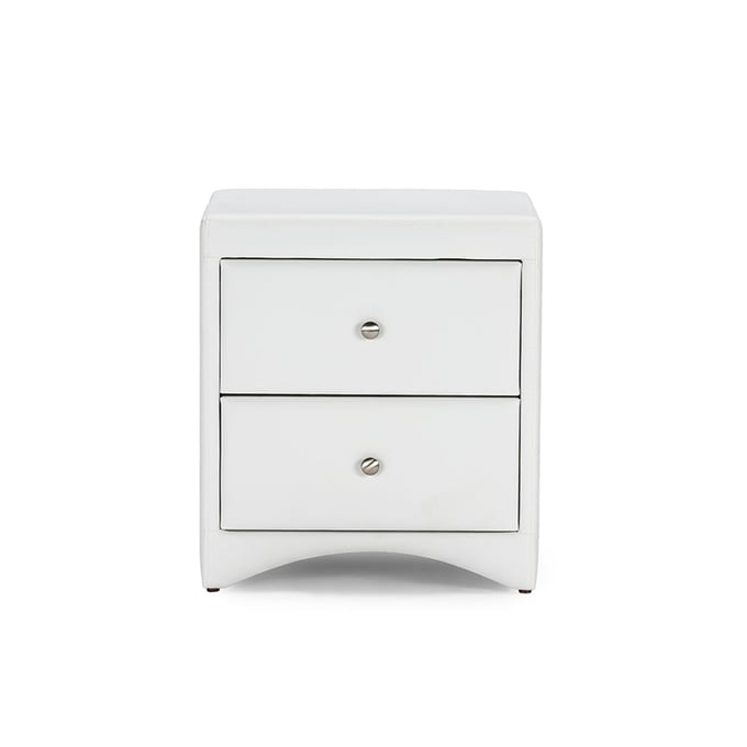 Baxton Studio Dorian White Faux Leather Upholstered Night Stand BAX-BBT3106-WHITE-NS