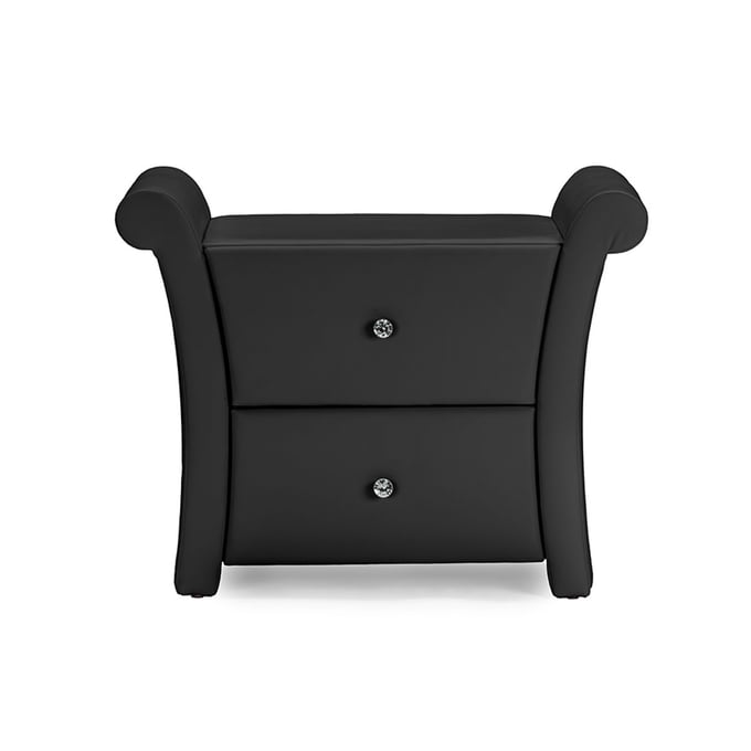 Baxton Studio Victoria Black PU Leather 2 Drawers Night Stand Bedside Table BAX-BBT3111A1-BLACK-NS