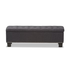 Baxton Studio Hannah Dark Grey Fabric Upholstered Storage Ottoman Bench