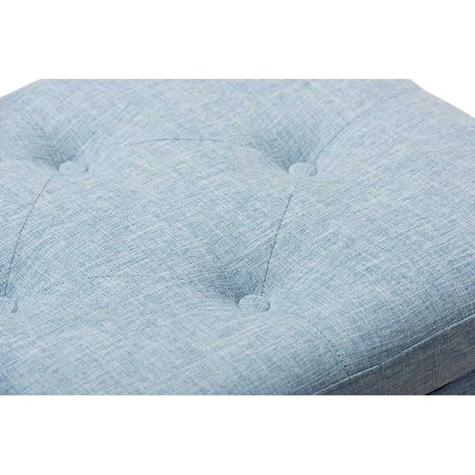 Baxton Studio Hannah Light Blue Fabric Upholstered Storage Ottoman