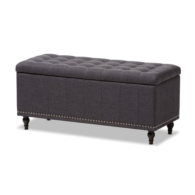 Baxton Studio Kaylee Dark Grey Fabric Upholstered Storage Ottoman Bench BAX-BBT3137-OTT-DGY-H121720