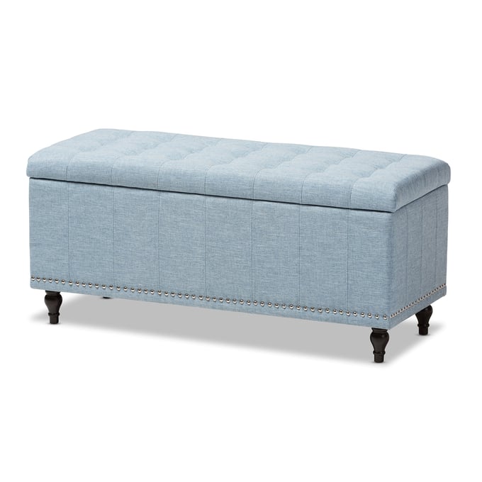 Baxton Studio Kaylee Light Blue Fabric Upholstered Storage Ottoman Bench BAX-BBT3137-OTT-LBL-H121721