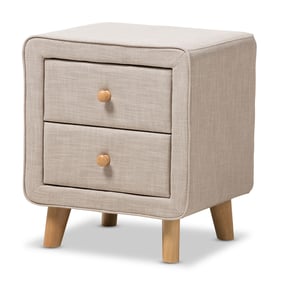 Baxton Studio Jonesy Beige Fabric Upholstered 2 Drawers Night Stand