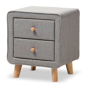 Baxton Studio Jonesy Grey Fabric Upholstered 2 Drawers Night Stand