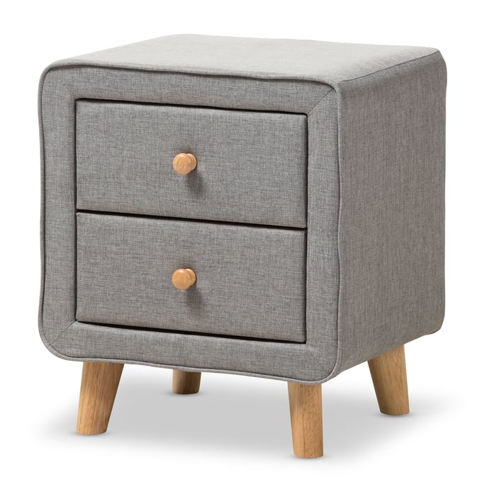 Baxton Studio Jonesy Grey Fabric Upholstered 2 Drawers Night Stand BAX-BBT3140-GREY-NS-800F