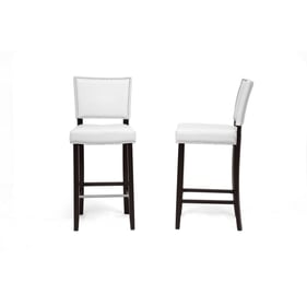 2 Baxton Studio Aries White Faux Leather Nailhead Bar Stools