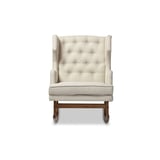 Baxton Studio Iona Grey Fabric Upholstered Wingback Rocking Chair