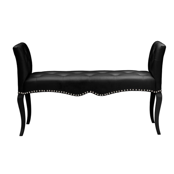 Baxton Studio Kristy Black Faux Leather Nailhead Seating Bench BAX-BBT5197-BENCH-BLACK