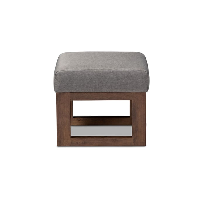 Baxton Studio Yashiya Grey Fabric Upholstered Ottoman Stool The