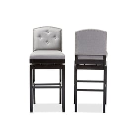 2 Baxton Studio Ginaro Grey Faux Leather Upholstered Swivel Bar Stools