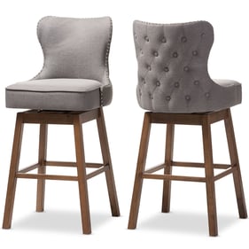 2 Baxton Studio Gradisca Grey Fabric Upholstered Swivel Barstools