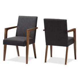 2 Baxton Studio Andrea Dark Grey Upholstered Wooden Armchairs