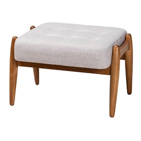 Baxton Studio Jeanine Greyish Beige Walnut Brown Ottoman Footstool