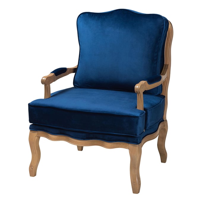 Baxton Studio Jules Navy Blue French Oak Accent Chair BAX-BBT5470-NVYBLUFRENCHOKCHR