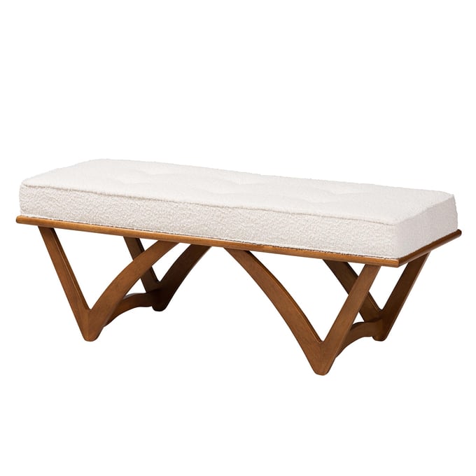 Baxton Studio Chenoa Cream Walnut Brown Bench BAX-BBT5472-MAYACRMWALBENCH