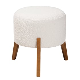 Baxton Studio Elkie Cream Walnut Brown Ottoman Footstool