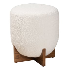 Baxton Studio Fisk Cream Walnut Brown Ottoman Footstool