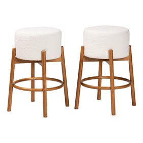 2 Baxton Studio Olwen Cream Walnut Brown Bar Stools