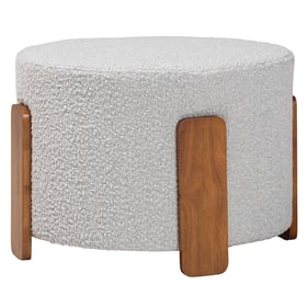 Baxton Studio Finlay Light Grey Walnut Brown Ottoman Footstool