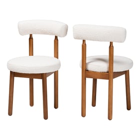 2 Baxton Studio Edric Cream Walnut Brown Dining Chairs