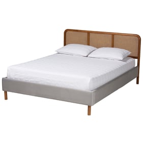 Baxton Studio Rosita Light Grey Walnut Brown Queen Platform Bed